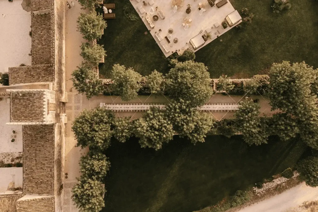 Vista aerea del giardino di Dimora delle Balze.